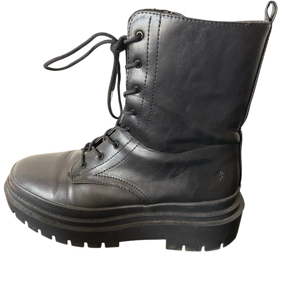 Cool Planet Steve Madden Womens Mosss Combat Style Platform Boots Black Size 8.5 - Picture 1 of 6